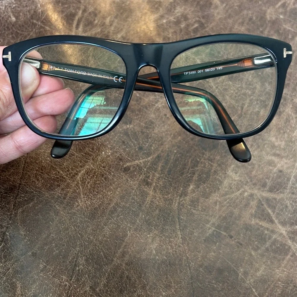 Tom Ford TF5480 001 Black Havana Square Eyeglasses Frames 56-20-145 Italy - Picture 8 of 14